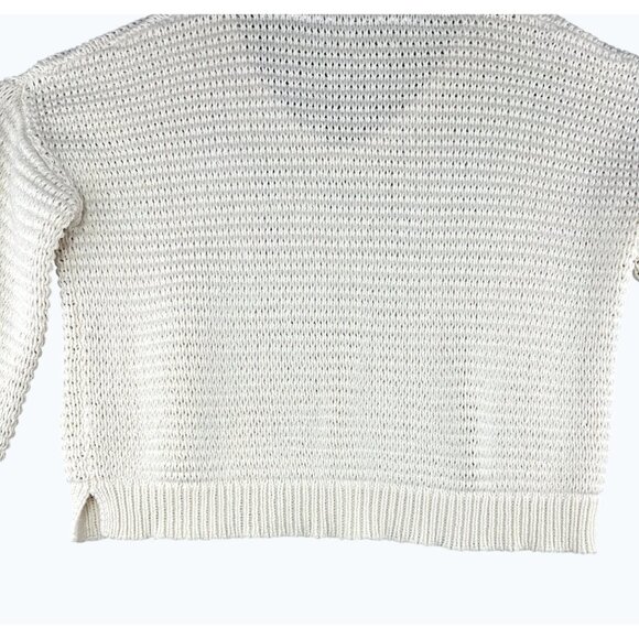 Madewell Breezeway Pullover Ivory Knit V-Neck Cropped Sweater Womens Medium - Picture 11 of 14